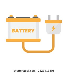 Flachwagenbatterie mit Stecker-Illustration auf weißem Hintergrund, Kuehlschrank-Clip-Art, 