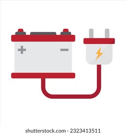 flat car battery with plug illustration on white background, refrigerator clip art, 