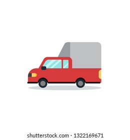 Flat car cartoon design minimal with white background vector.Red truck flat design.Thai mini truck