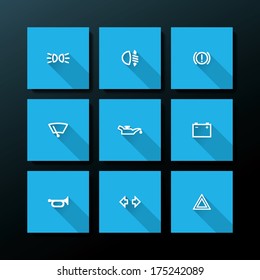 Flat car dashboard icon set - vector illustration