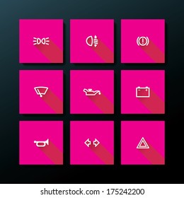 Flat car dashboard icon set - vector illustration