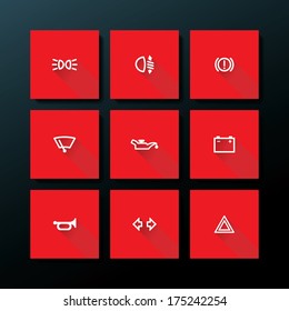 Flat car dashboard icon set - vector illustration
