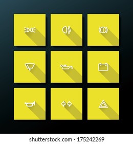 Flat car dashboard icon set - vector illustration