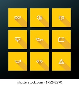 Flat car dashboard icon set - vector illustration