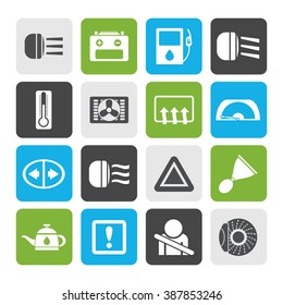 Flat Car Dashboard - realistic vector icons set