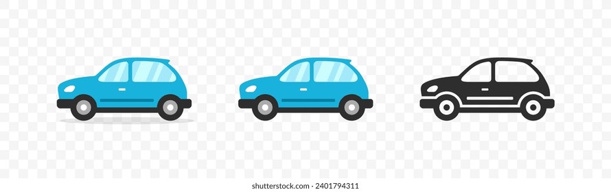 Diseño de iconos planos de coches. Vista de icono del vehículo desde el lateral