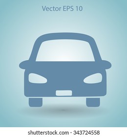 Flat car icon. Vector.