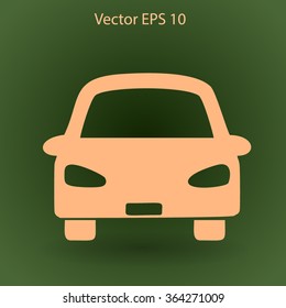 Flat car icon. Vector.