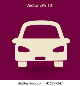 Flat car icon. Vector.