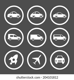 Flat car icons set