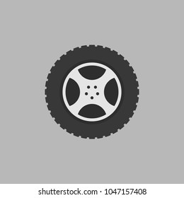 Flat car rim vector isolated icon or design element on gray background