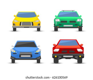 Flat car vehicle type design front view style vector generic classic business illustration isolated.