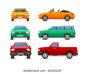 Flat car vehicle type design sign technology style vector generic classic business illustration isolated.