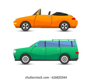 Flat car vehicle type design sign technology style vector generic classic business illustration isolated.