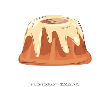 Flat Caramel Flan Design Over White