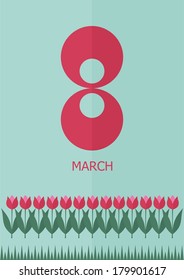 flat card on March 8 mother's day Women's Day