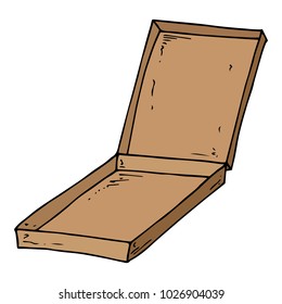 Flat cardboard box. Empty box of pizza. Open box. Vector illustration.