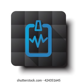 Flat Cardiogram Clipboard icon on black app button with drop shadow