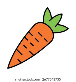 Icono de zanahoria plana – Ilustración vectorial para comida saludable o concepto vegano