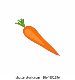 Flat carrot plants vegetable and diet. Foods icon healthy cartoon graphics isolated on a white background. The concept of healthy food vegetable. Vector illustration
