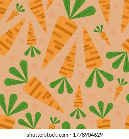 Flat carrot seamless vector pattern set
