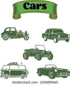 Flachwagen-Set. Vektorflache Symbole.