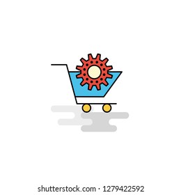 Flat Cart setting  Icon. Vector