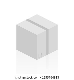 Flat carton box. Delivery and packaging. Transportation, shipping. Vector stock illustration.