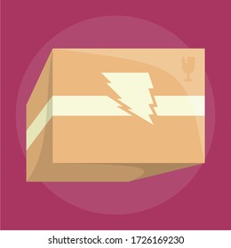Flat carton box flying with thunder logo for fast delivery