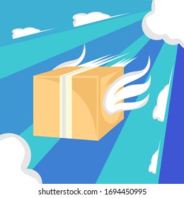 Flat carton box flying with wings