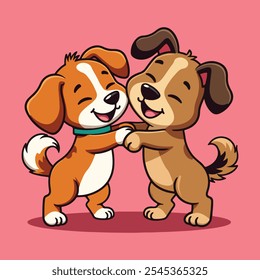 Flat carton style dog vector art
