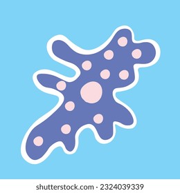 flat cartoon amoeba in vector. unicellular organism for prints and design. animals for kids in flat style. minimalist icons for web site stickers application. 