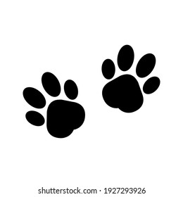 Flat cartoon animal footprint. Cat or dog paw web icon color editable