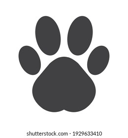 Flat cartoon animal footprint. Cat or dog paw web icon color editable