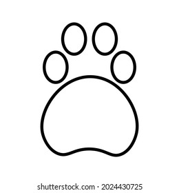 Flat cartoon animal footprint. Cat or dog paw web icon color editable on white backround