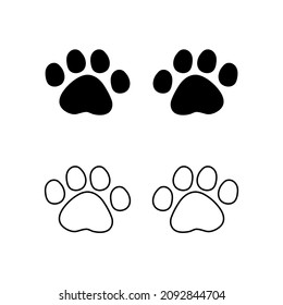 Flat cartoon animal footprint. Cat or dog paw symbol web icon vector.