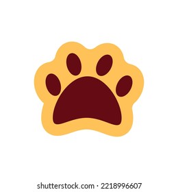 Flat cartoon animal footprint. Cat or dog paw web icon color .silhouette of a paw print, isolated.