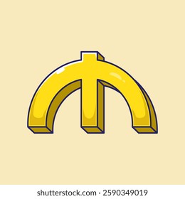 Flat cartoon of Azerbaijan manat currency icon symbol illustration vector isolated on background. Manat currency symbol