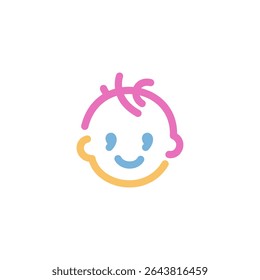 Flat Cartoon Baby Logo. Baby Shop, Skincare, and Blanket Tag
