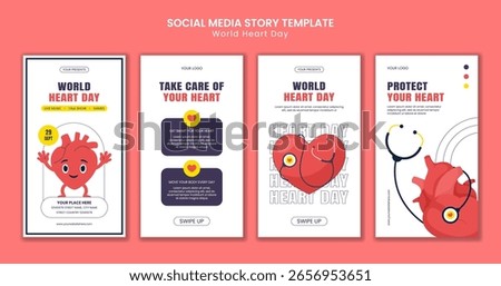 Flat Cartoon Background for World Heart Day Social Media Stories Design