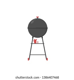 Flat cartoon B-B-Q isolated on white background, vector illustration