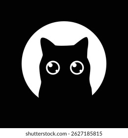 Flat cartoon black cat illustration design vector.