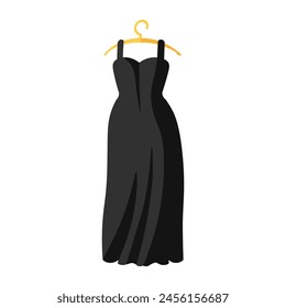 Flat cartoon black female dress icon