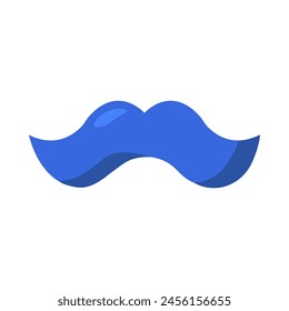 Flat cartoon blue street French artist moustache icon