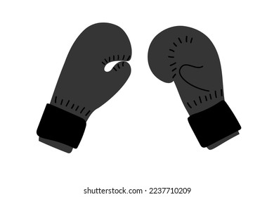 Flat cartoon boxing glove front and back view. Isolated pair on white backgorund