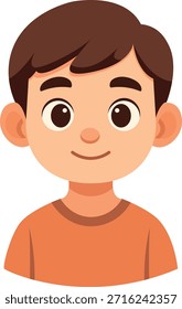 Avatar de niño de dibujos animados planos, ilustración de vista frontal