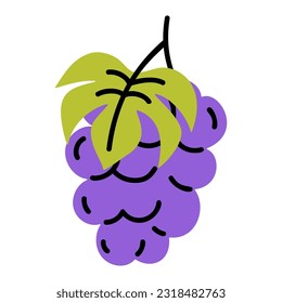 Montón Plano De Cintas De Uvas. Ilustración de Frutas dibujadas a mano