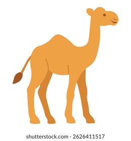 Ilustração plana do camelo do desenho animado - Vetor animal do deserto bonito para o tema Eid al-Adha e Safari