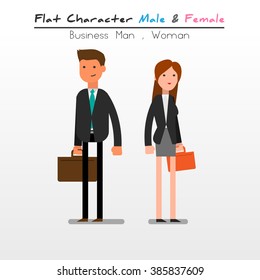 Flat Cartoon Character Businessman and businesswoman