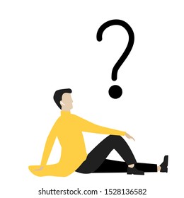 Flat cartoon character isolated on white background Question mark. Vector drawing illustration